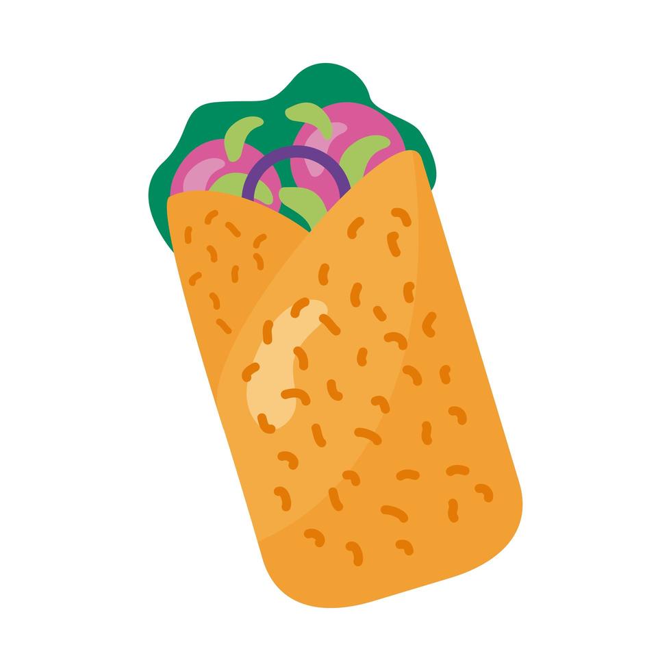 deliziosa icona di stile dettagliata del burrito messicano vettore