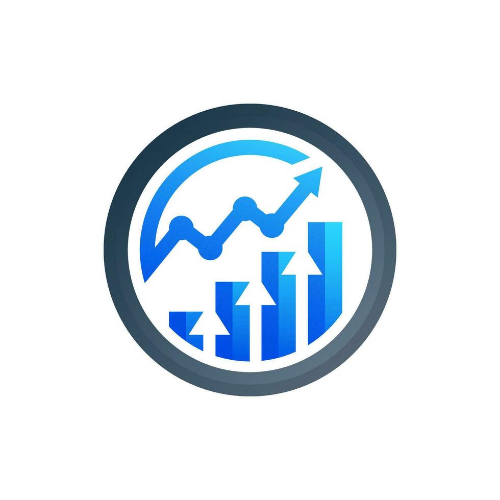 dati analitica logo design. crescita freccia logo design per dati finanza investimento vettore