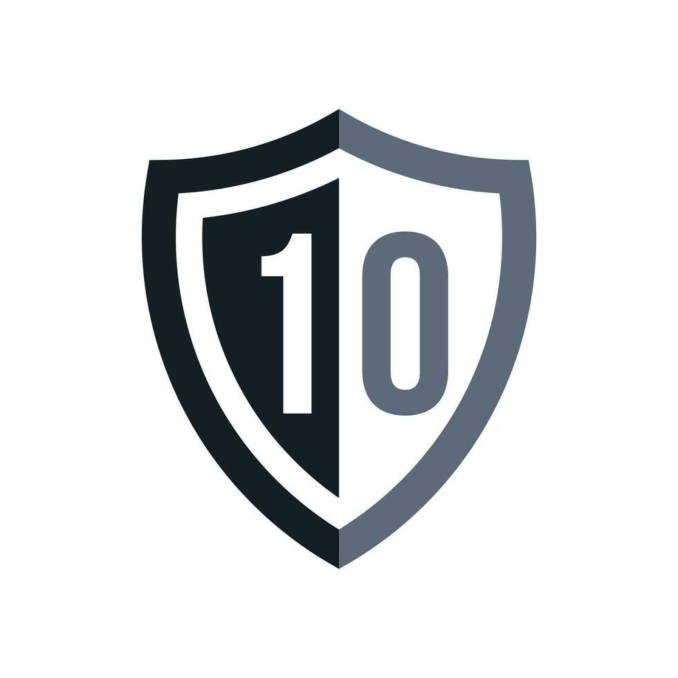 numero 10 logo design su scudo vettore