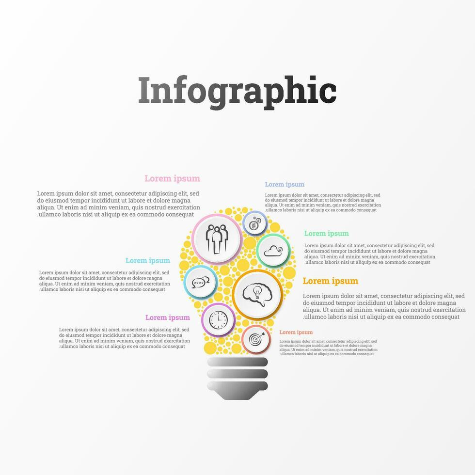 Infografica Usato per mostrare dettagli nel ogni argomento di creatività. Là siamo 7 temi nel totale. vettore