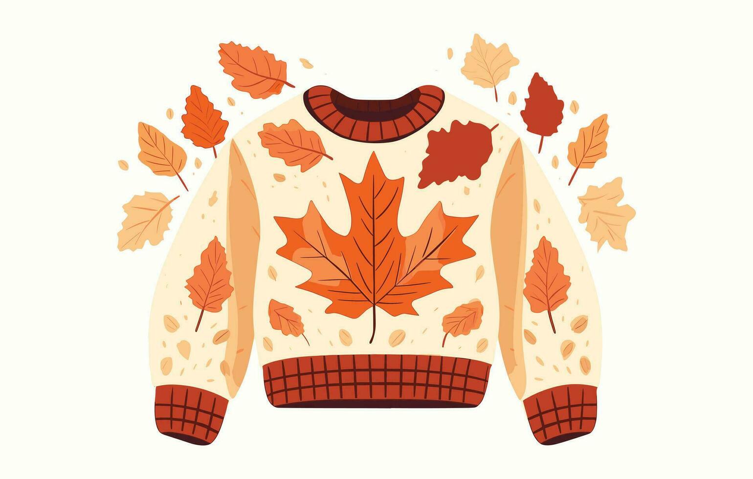 autunno maglione piatto illustrazione, maglione tempo metereologico autunno concetto , autunno maglione icona vettore