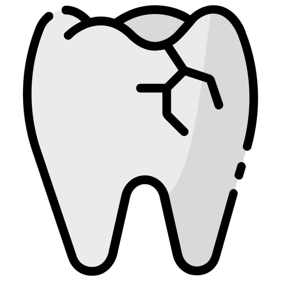 rotto dente vettore pieno schema icona