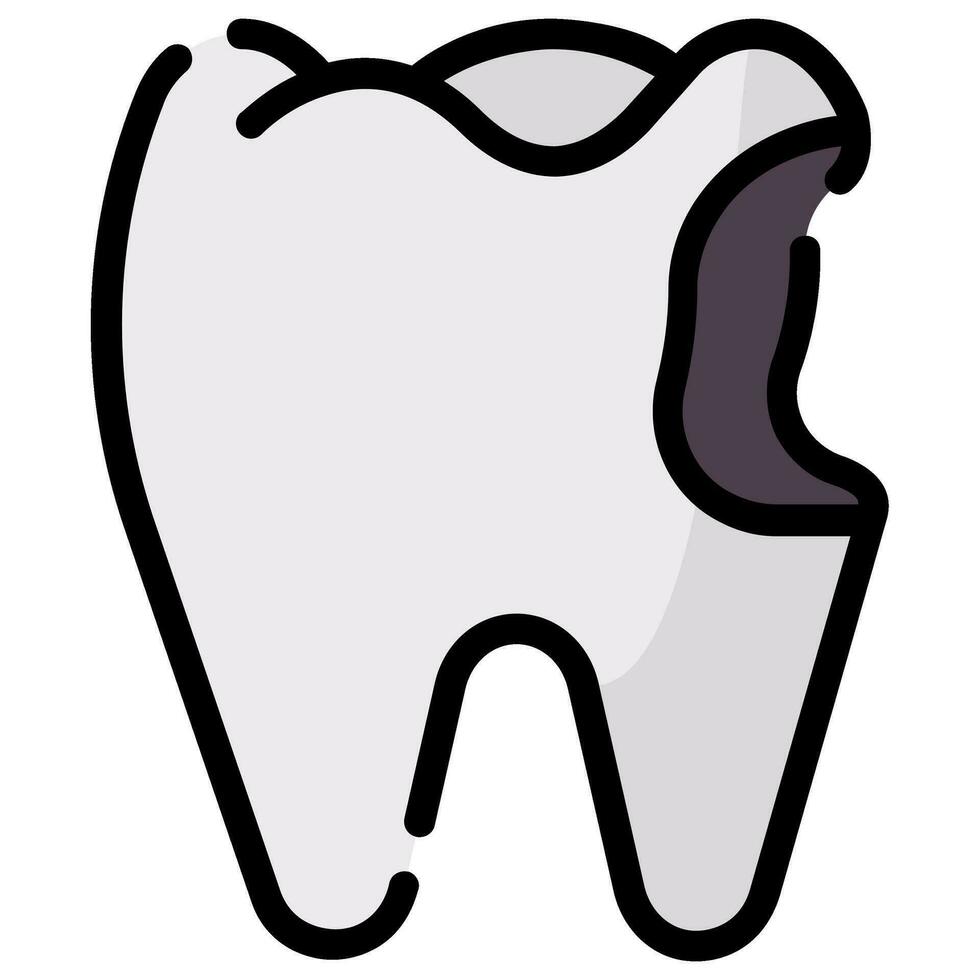 cavità dente vettore pieno schema icona