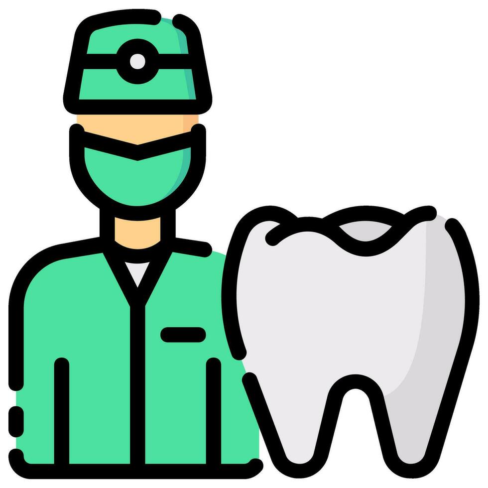 dentista vettore pieno schema icona