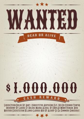 Wanted Poster di film western vettore