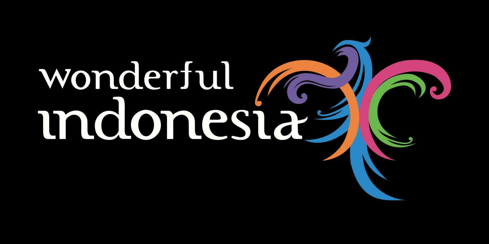 logo meraviglioso Indonesia vacanza con uccello Paradiso vettore