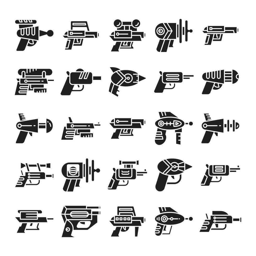 set di icone di pistola spaziale e blaster vettore