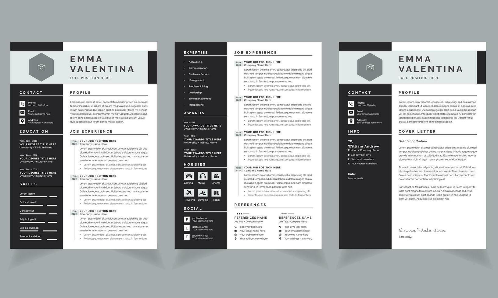 attività commerciale curriculum vitae design o CV modello vettore