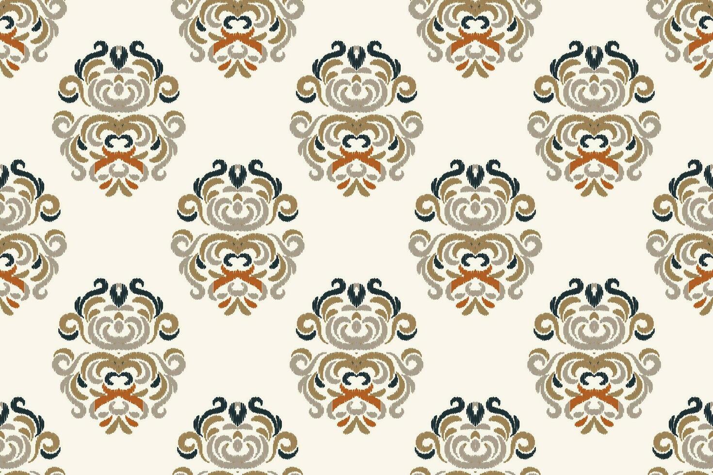 ikat damasco paisley ricamo sfondo. ikat telaio geometrico etnico orientale modello tradizionale.azteco stile astratto vettore illustrazione.disegno per trama, tessuto, abbigliamento, avvolgimento, pareo.