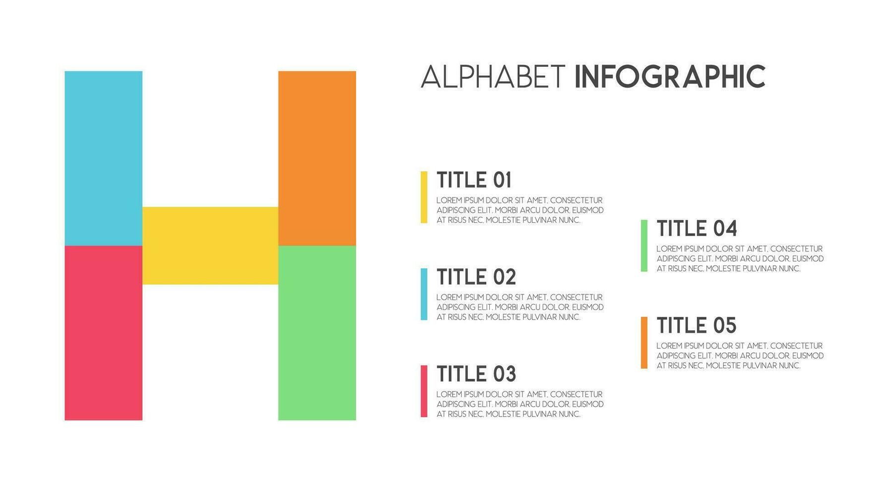 lettera h vettore alfabeto e altro elementi per infografica