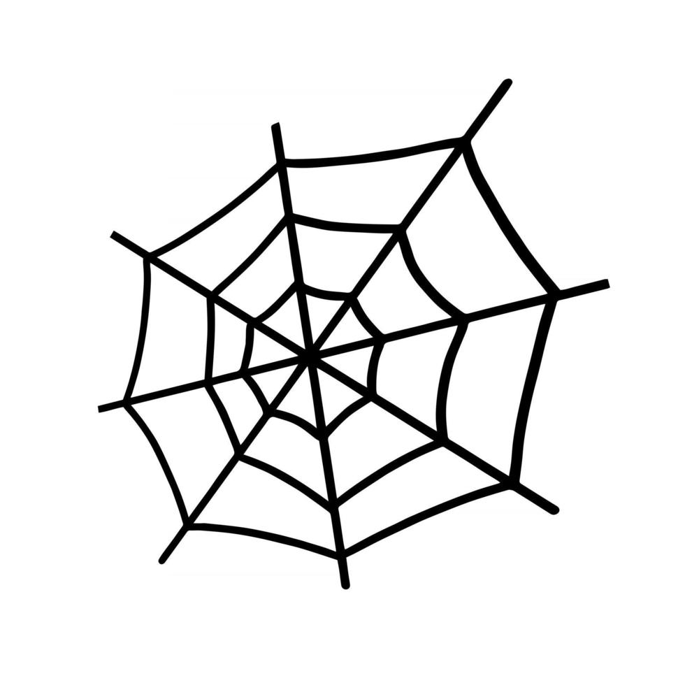 web isolato su uno sfondo bianco. web per halloween, un elemento spaventoso, spettrale e spettrale per il design di halloween. illustrazione vettoriale in stile scarabocchio