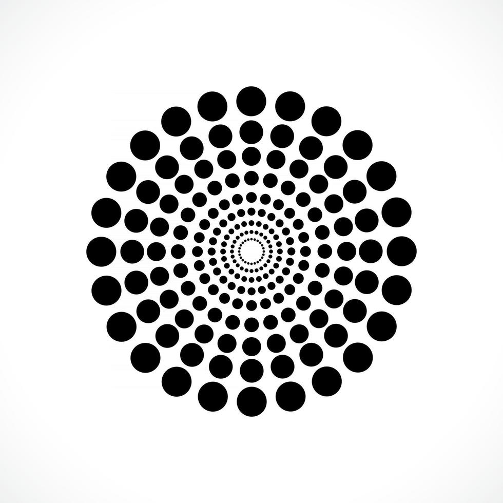 nero astratto vettore cerchio cornice mezzitoni punti logo design emblema. Round bordo icona utilizzando cerchio puntini texture.vector illustrazione eps 10