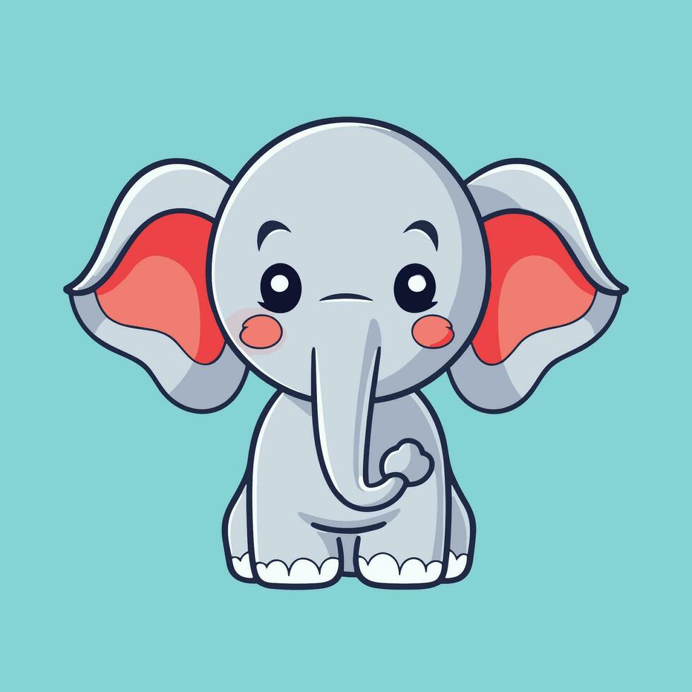 simpatico cartone animato elefantino seduto vettore