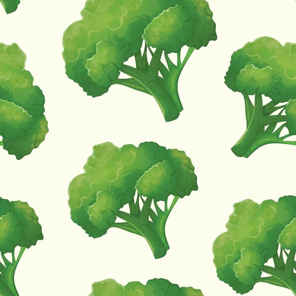 senza soluzione di continuità modello con un' mazzo di broccoli cavolo. fresco verde salutare verdura. vettore