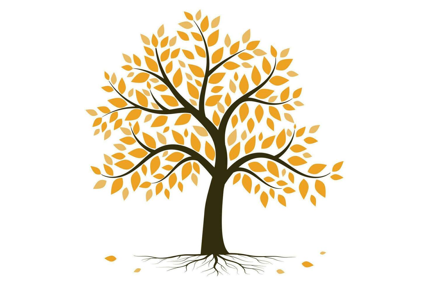 autunno grande albero. autunno asciutto partire e natura ramo pianta vettore illustrazione.