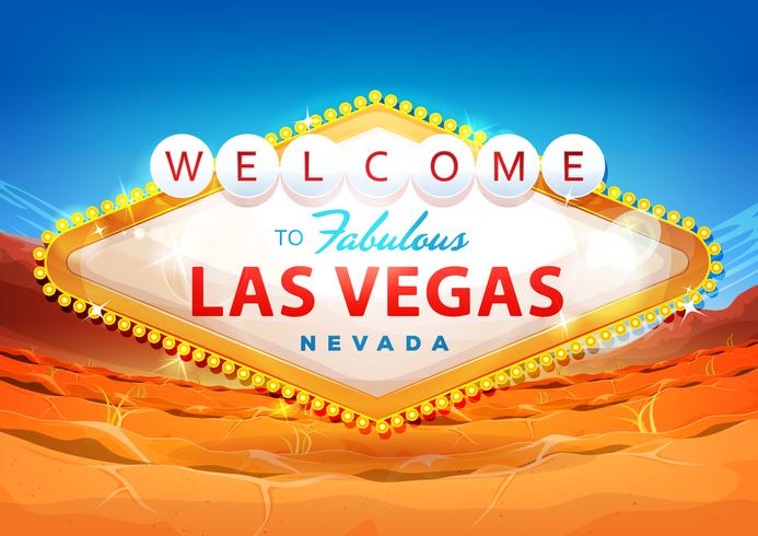 Benvenuto al segno di Las Vegas sul fondo del deserto vettore