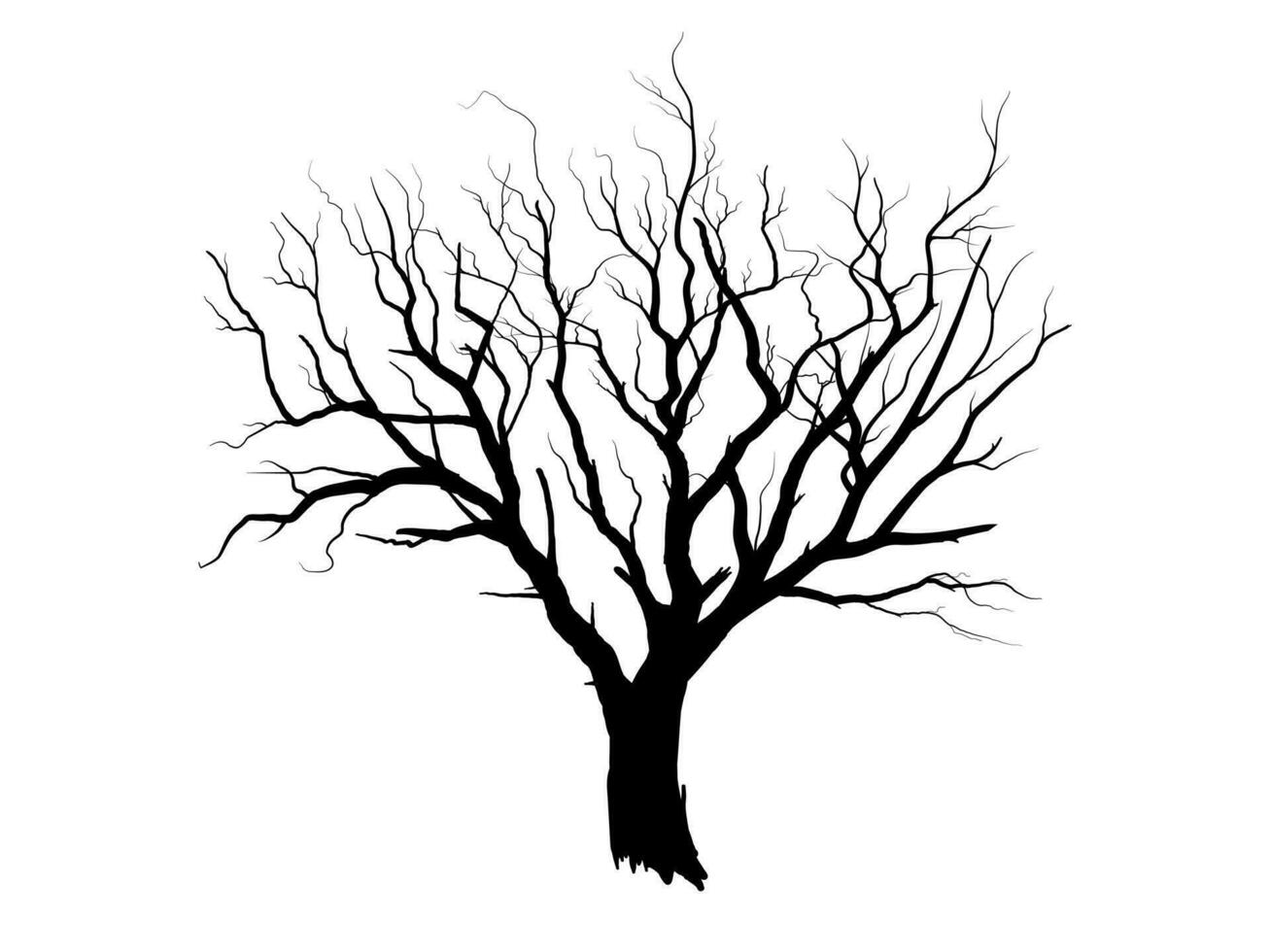 nero ramo albero o nudo alberi sagome. mano disegnato isolato illustrazioni. vettore