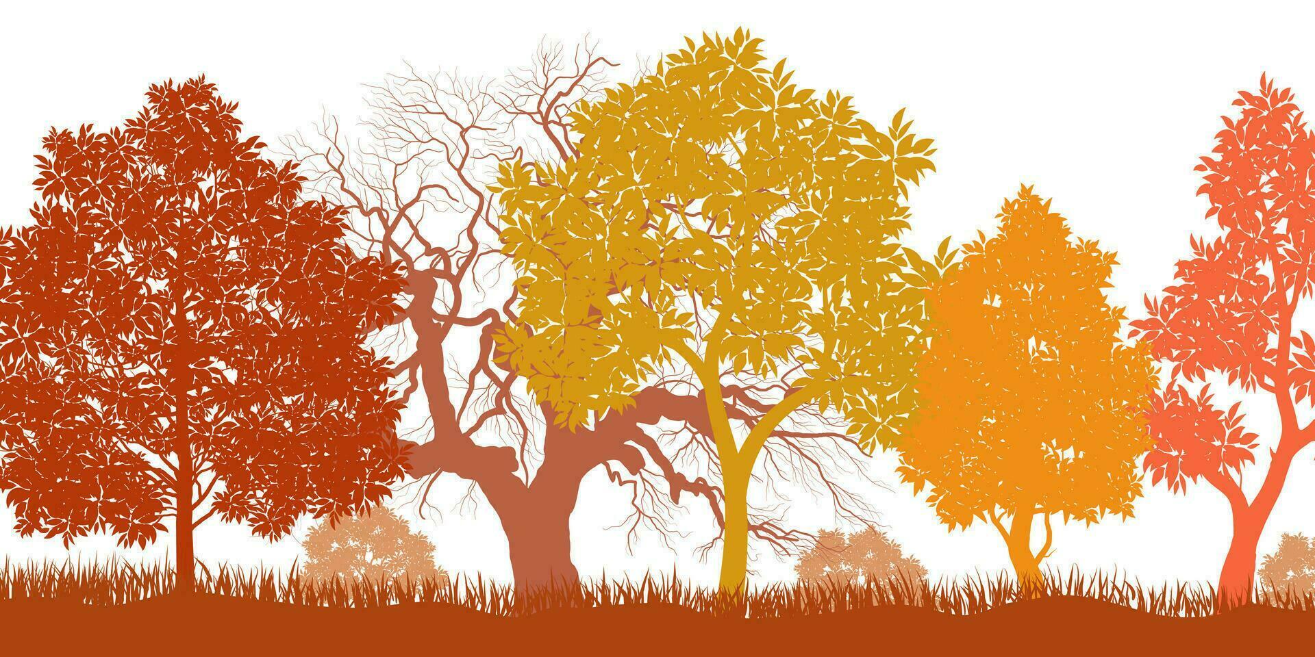 autunno grande albero. autunno asciutto partire e natura ramo pianta vettore illustrazione.