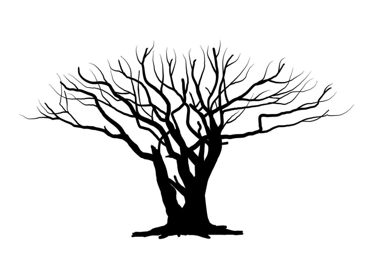 nero ramo albero o nudo alberi sagome. mano disegnato isolato illustrazioni. vettore