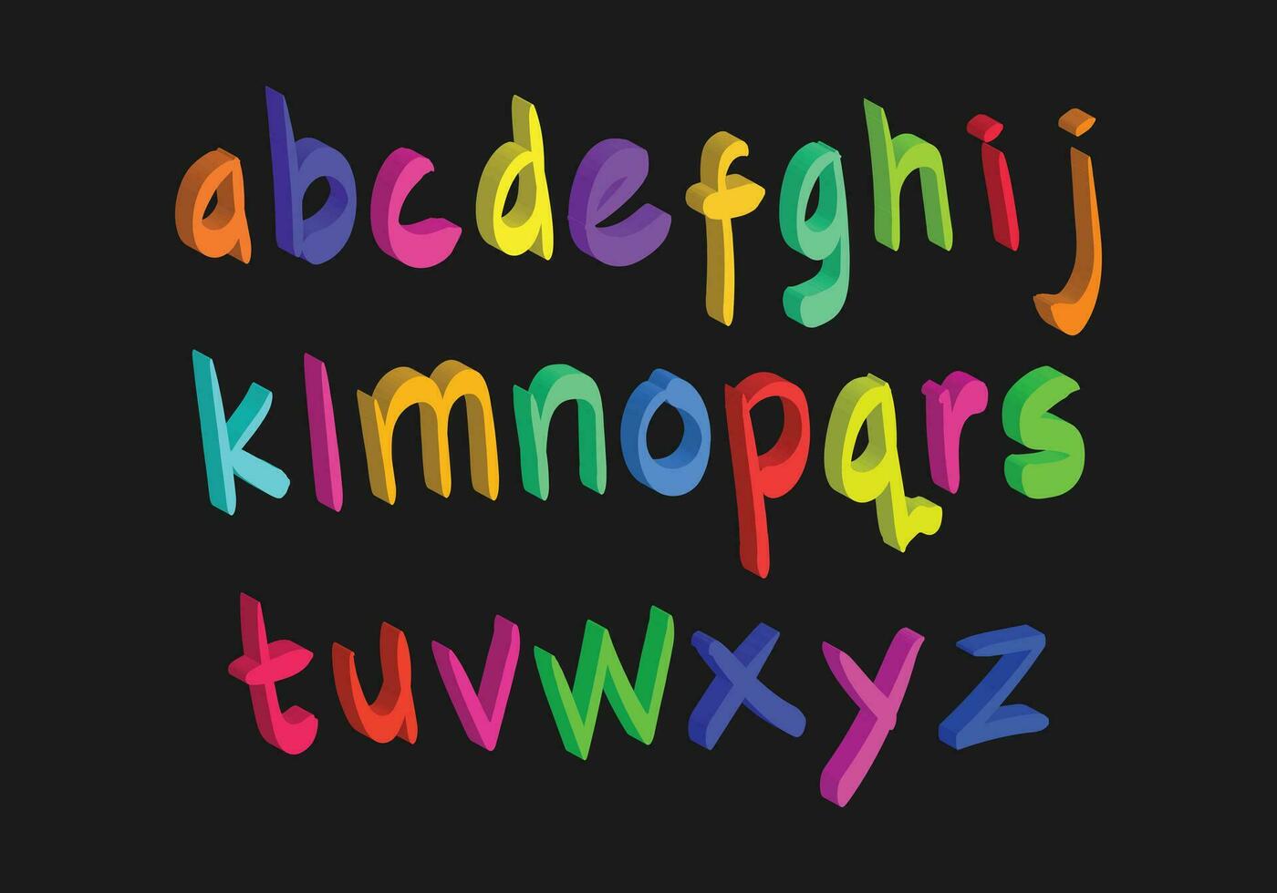 colorato 3d mano disegnato font fascio. colorato alfabetico design per bambini. vettore