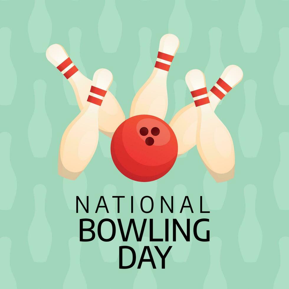 nazionale bowling giorno design modello per celebrazione. nazionale bowling giorno saluto design. bowling vettore illustrazione. piatto bowling design. piatto illustrazione.