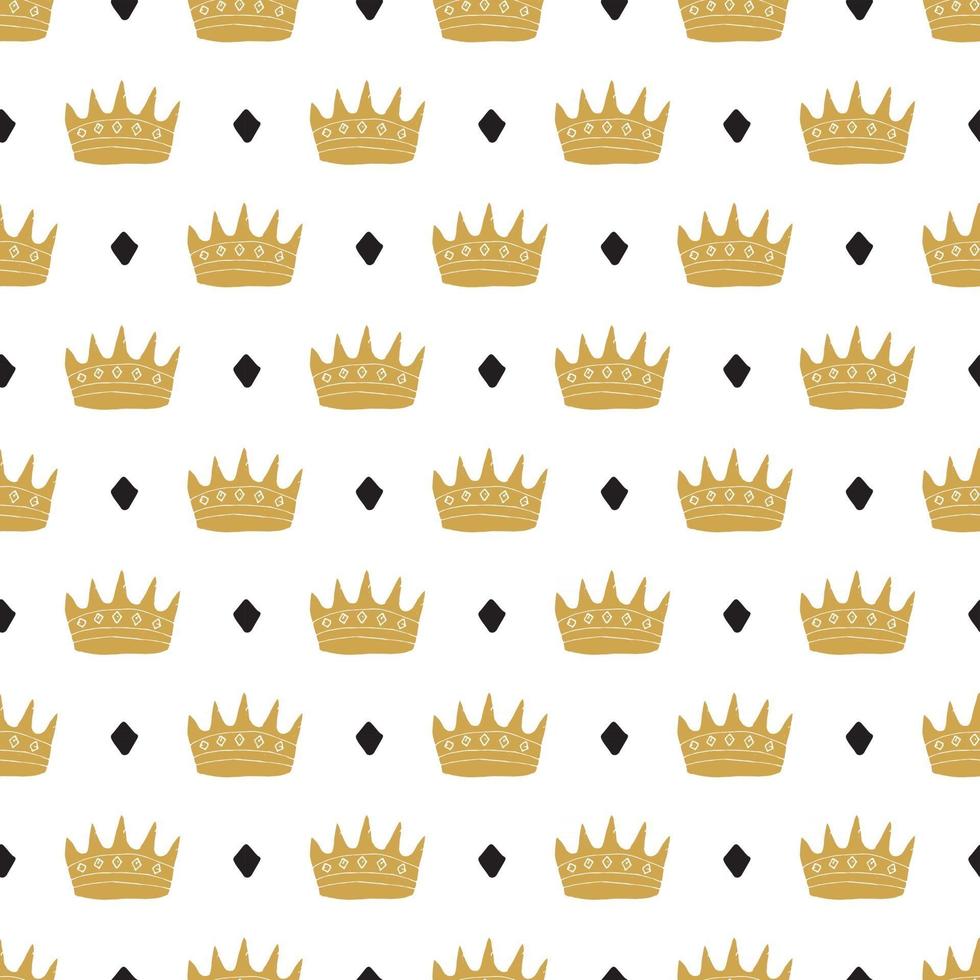 corona seamless pattern, disegnati a mano royal doodles sfondo, illustrazione vettoriale