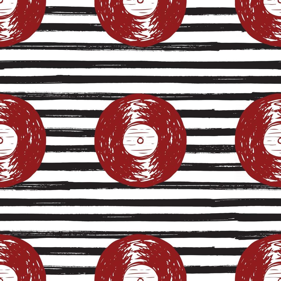 record di vinile vintage seamless pattern disegnati a mano etichetta schizzo, grunge texture retrò distintivo, stampa t-shirt design tipografia, illustrazione vettoriale