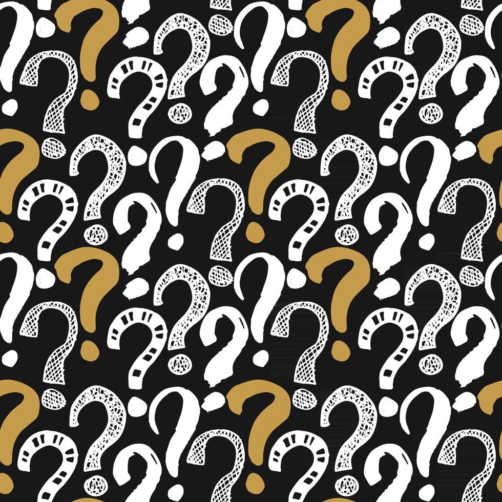 domande segna seamless pattern. segni di doodle abbozzato disegnati a mano, sfondo retrò con texture grunge. stampa vintage design tipografico, illustrazione vettoriale