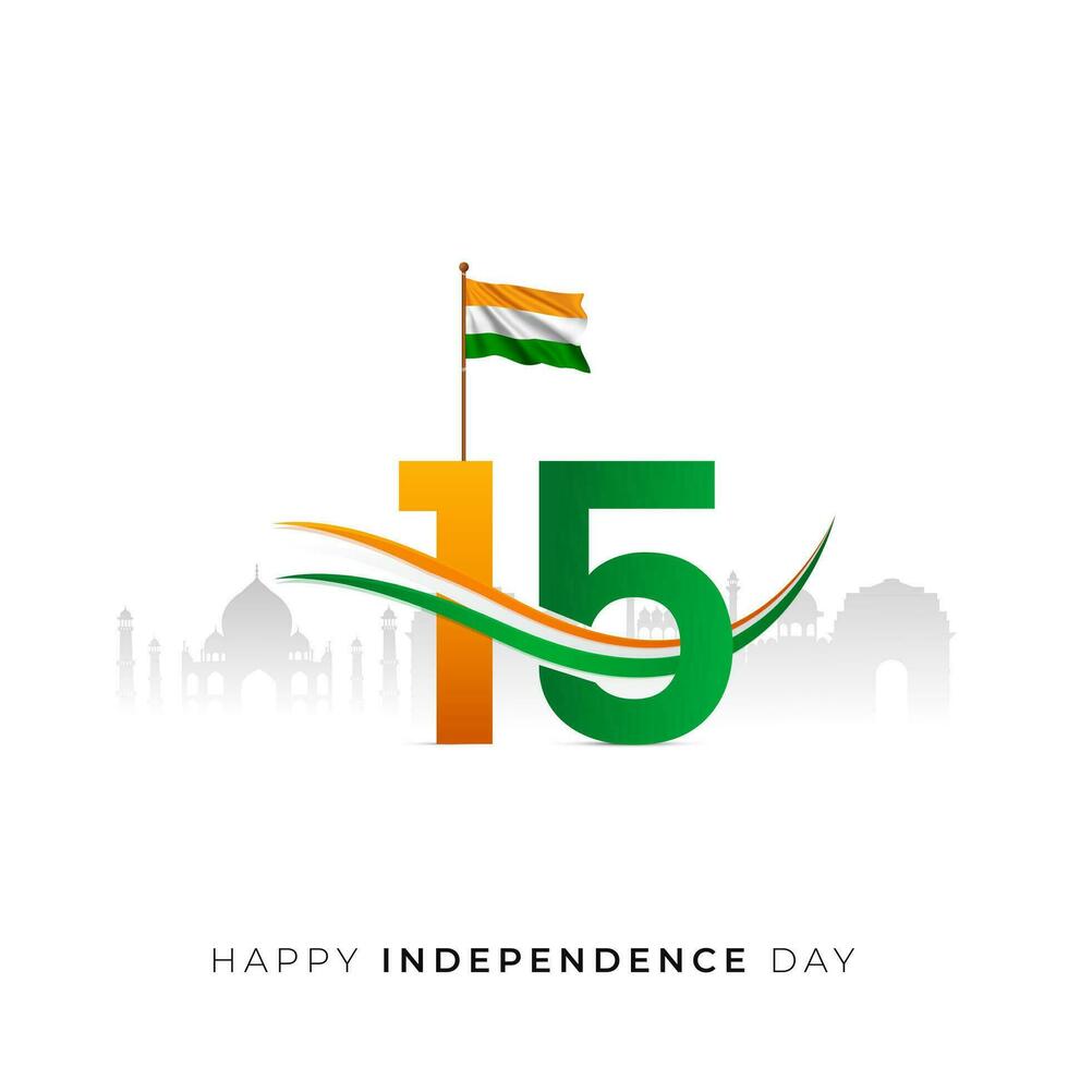15 agosto indiano indipendenza giorno 76 ° celebrazione vettore