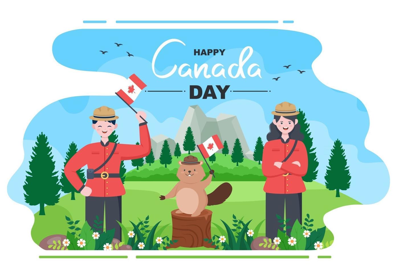 felice celebrazione del giorno del canada illustrazione vettore