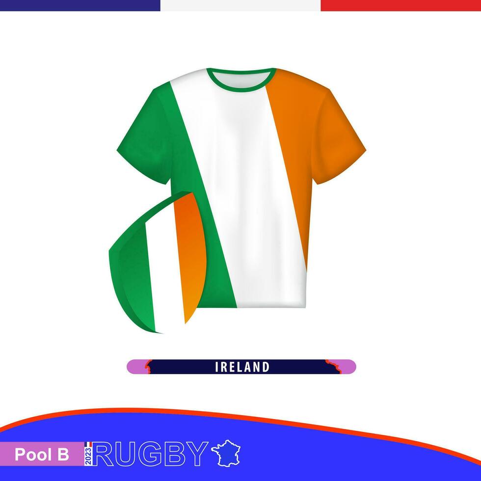 Rugby maglia di Irlanda nazionale squadra con bandiera. vettore