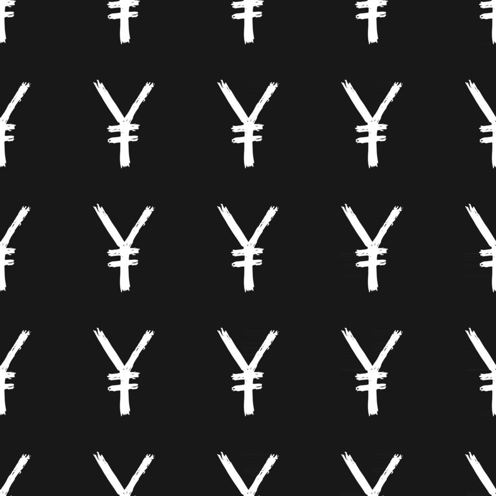 spazzola dell'icona del segno di yen che segna il modello senza cuciture, fondo di simboli calligrafici di lerciume, illustrazione di vettore