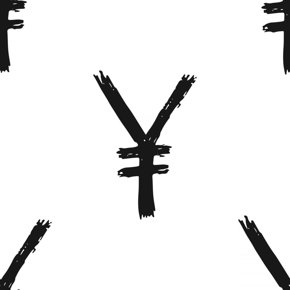 spazzola dell'icona del segno di yen che segna il modello senza cuciture, fondo di simboli calligrafici di lerciume, illustrazione di vettore