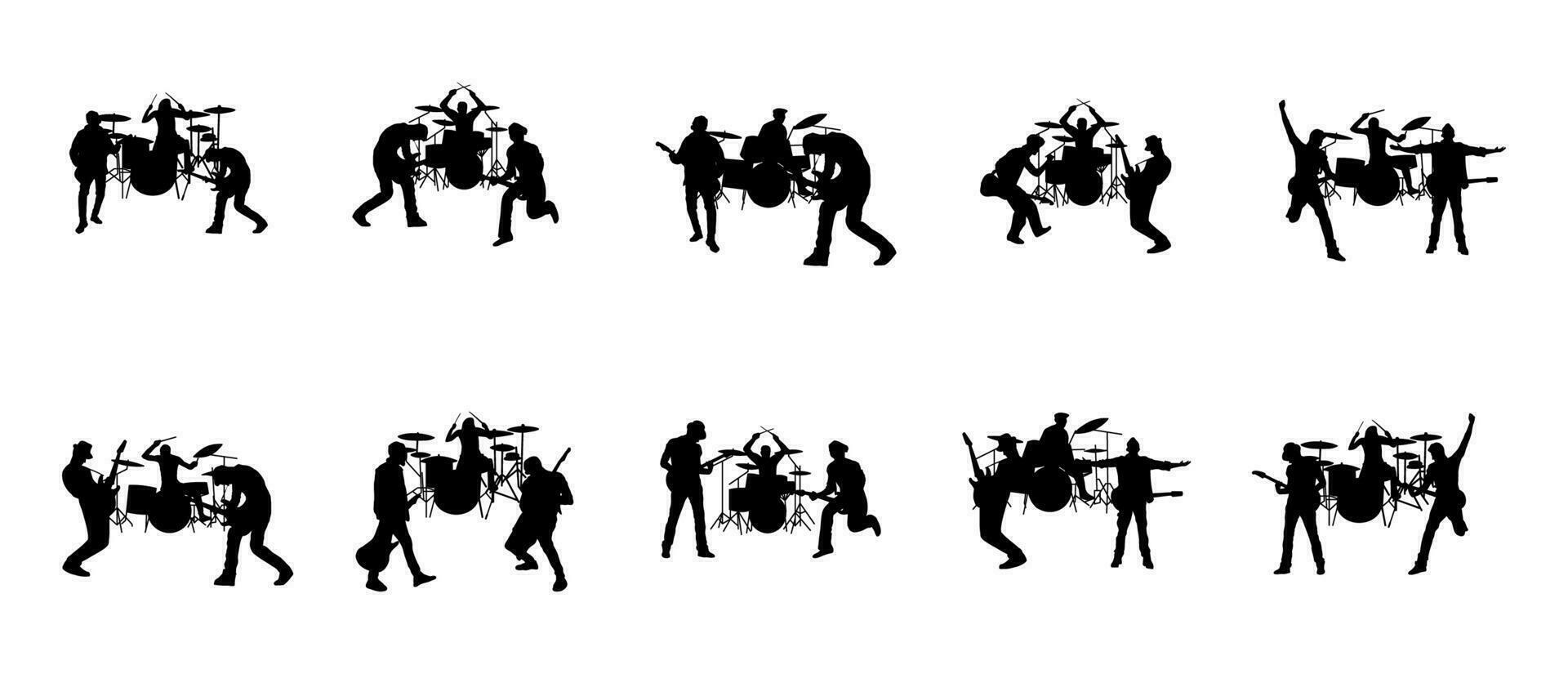 gruppo musicale silhouette illustrazione vettore impostato
