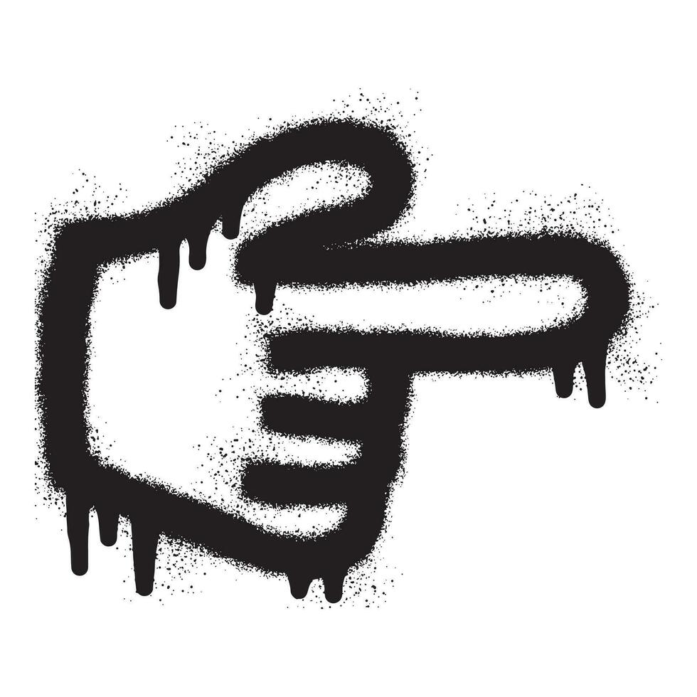mano dito puntamento icona graffiti con nero spray dipingere vettore