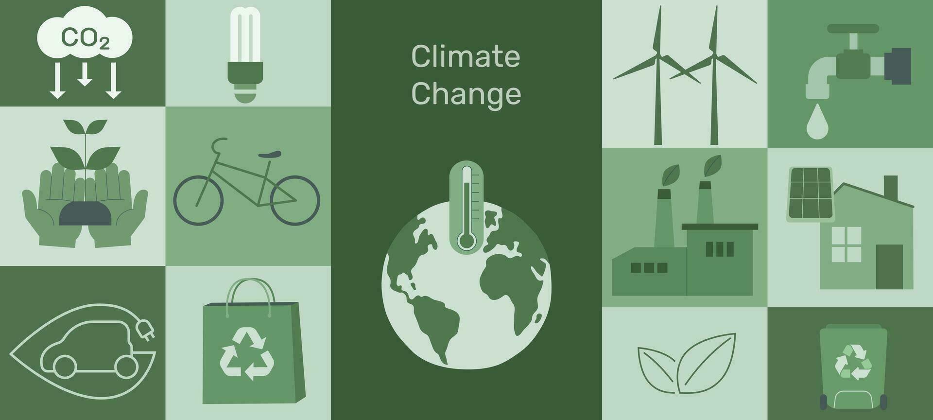 eco amichevole sostenibile, globale riscaldamento con alternativa verde energia risorse, clima modificare problema concetti. vettore design illustrazione.