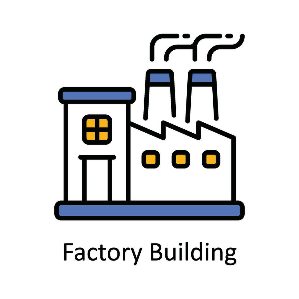 fabbrica edificio vettore riempire schema icona design illustrazione. inteligente industrie simbolo su bianca sfondo eps 10 file