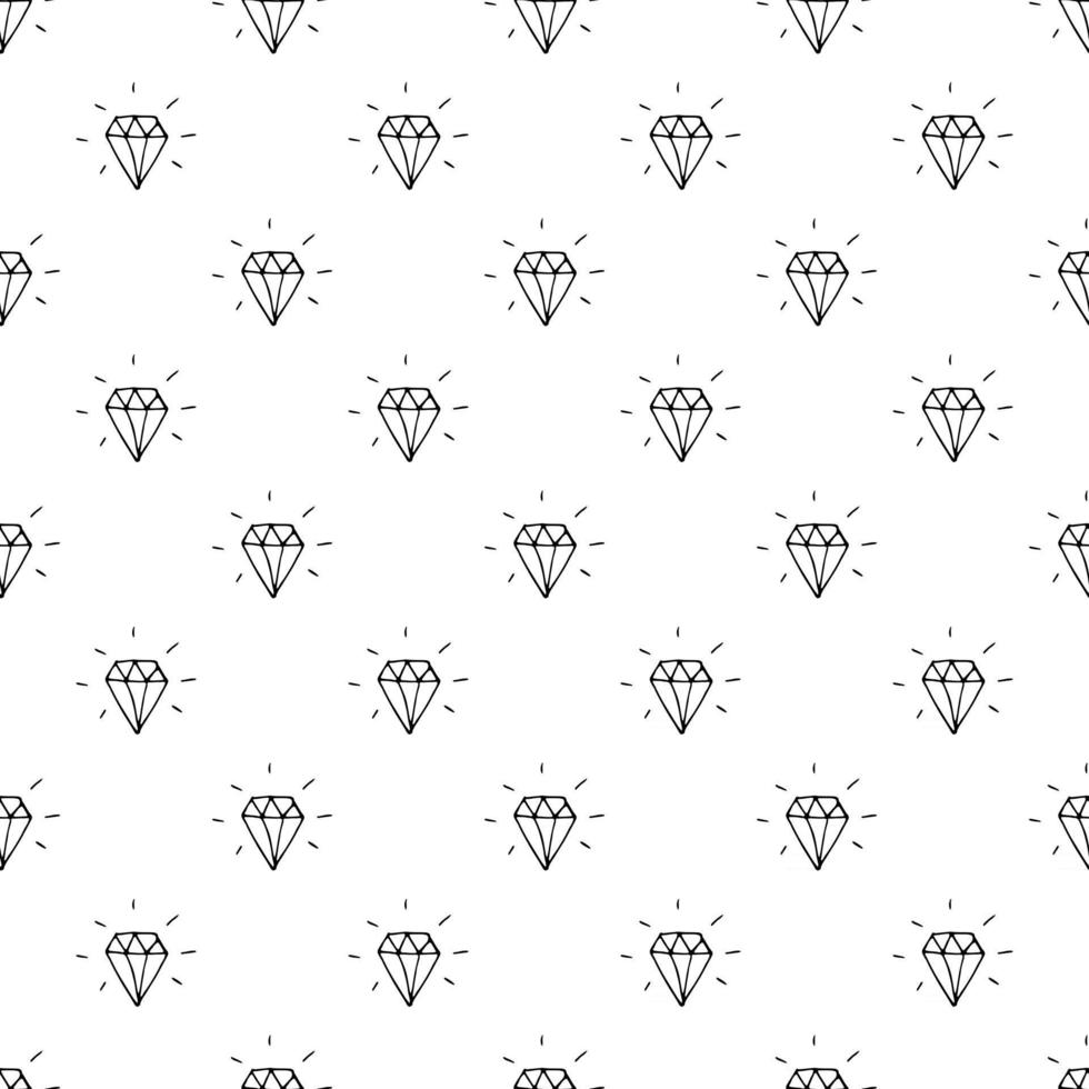 illustrazione di vettore del modello senza cuciture del diamante. sfondo di simboli di diamante abbozzato doodle disegnato a mano