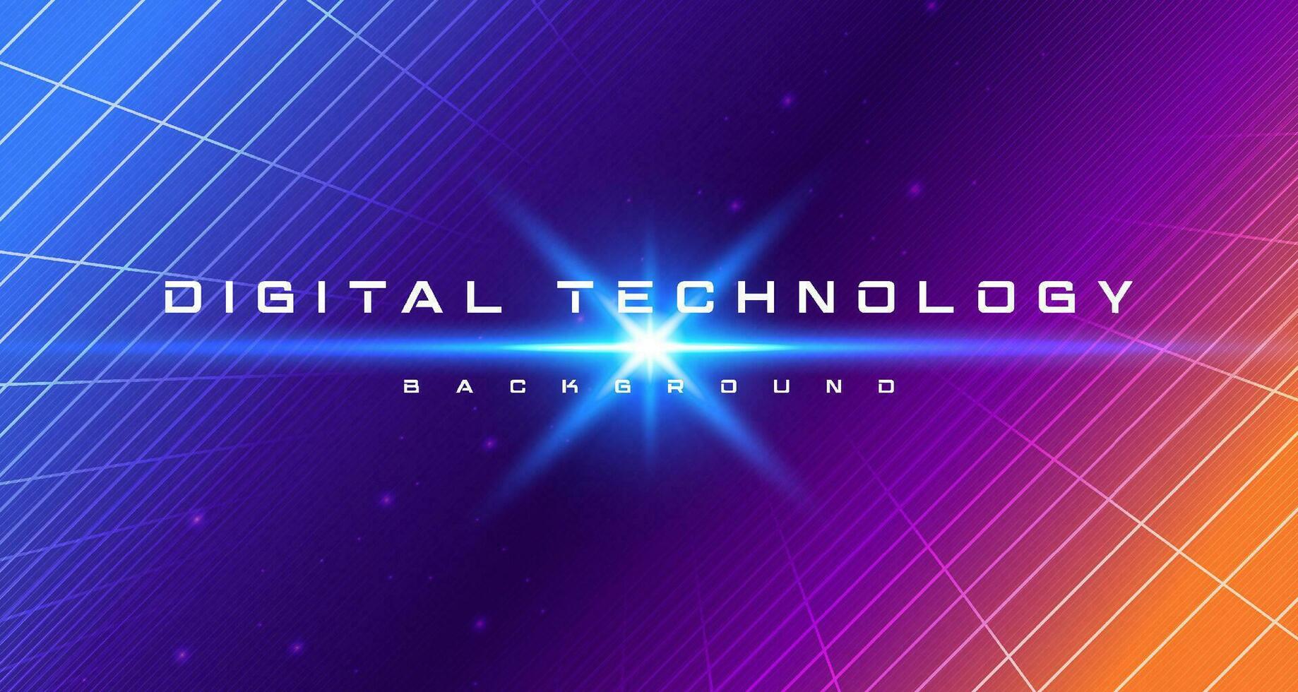 astratto digitale tecnologia futuristico blu viola sfondo, informatica scienza Tech innovazione comunicazione futuro, ai grande dati, Internet Rete connessione, nube hi-tech illustrazione arancia vettore 3d