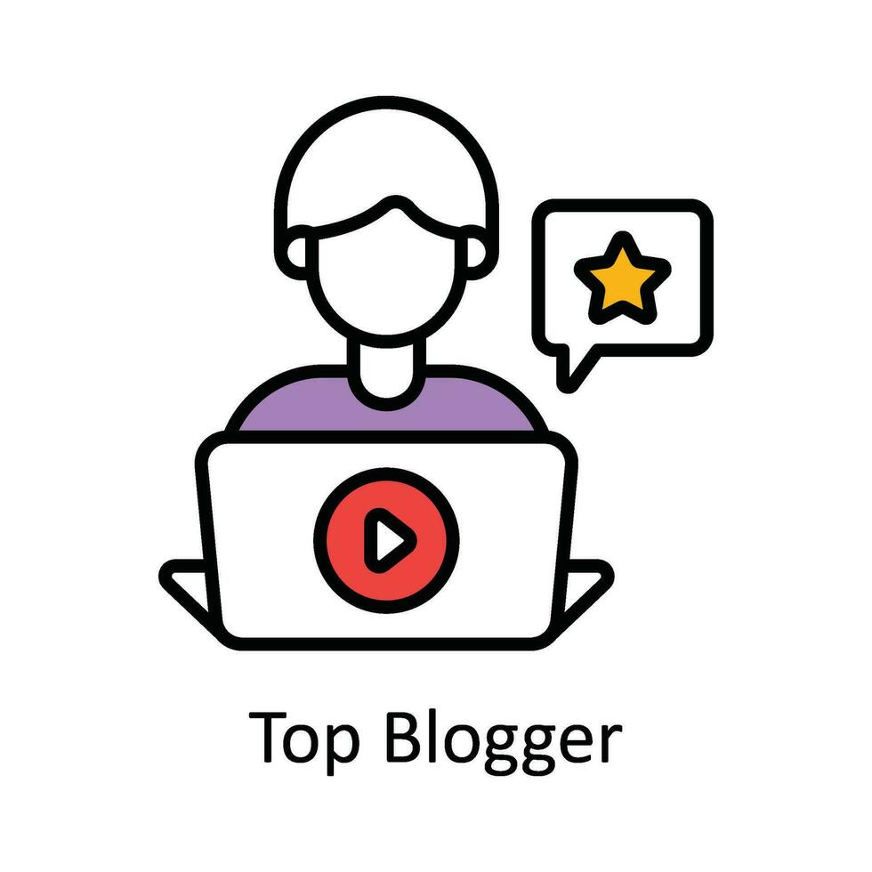 superiore blogger vettore riempire schema icona design illustrazione. in linea streaming simbolo su bianca sfondo eps 10 file