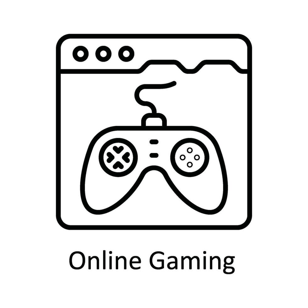 in linea gioco vettore schema icona design illustrazione. in linea streaming simbolo su bianca sfondo eps 10 file