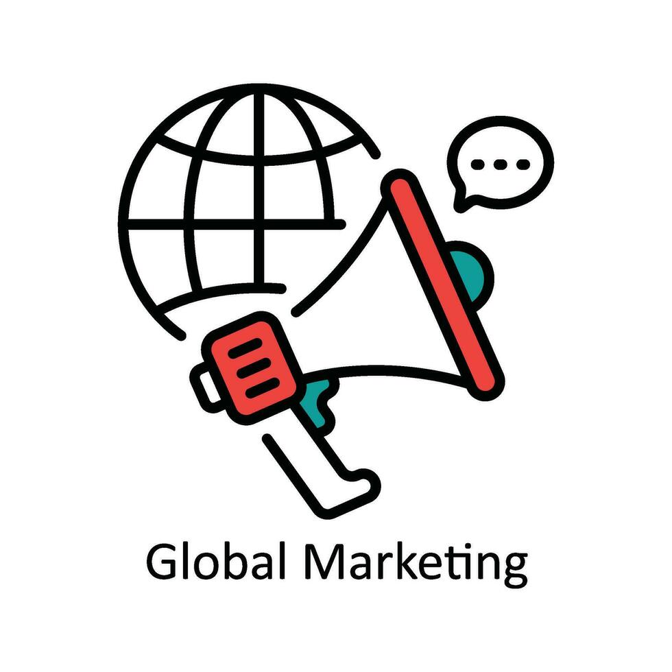 globale marketing vettore riempire schema icona design illustrazione. Prodotto gestione simbolo su bianca sfondo eps 10 file