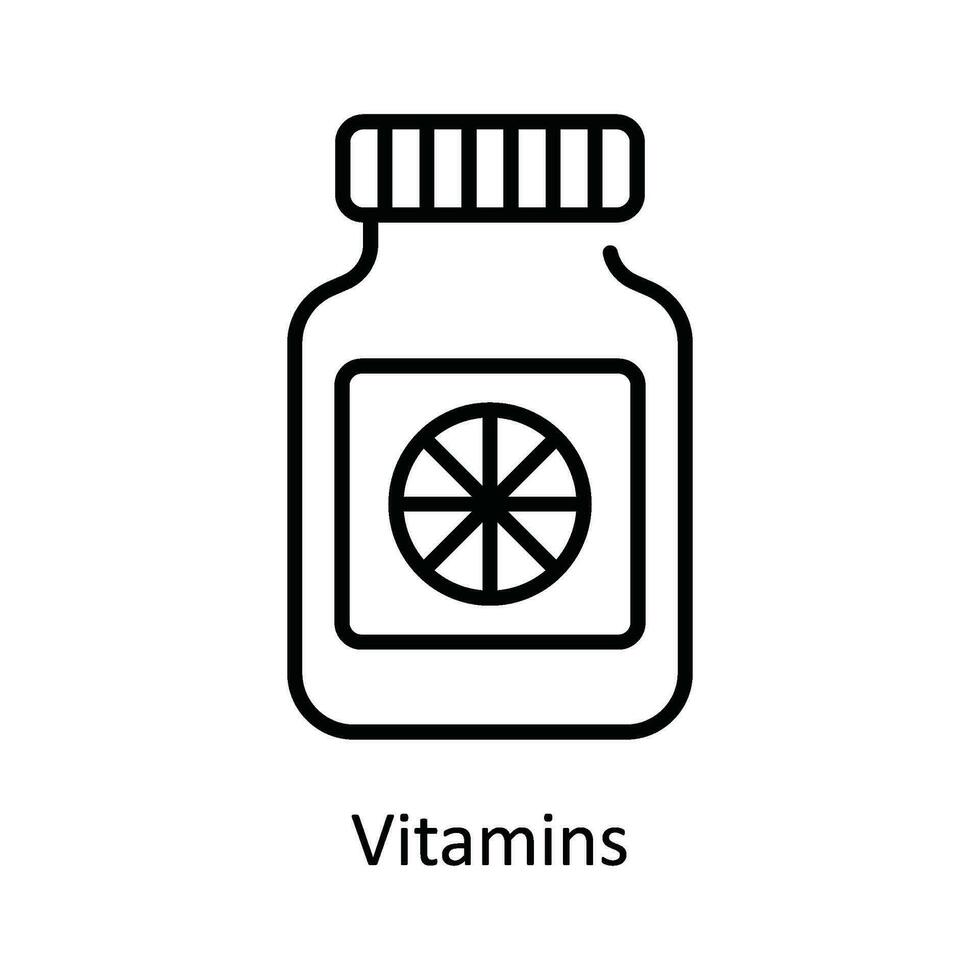 vitamine vettore schema icona design illustrazione. farmacia simbolo su bianca sfondo eps 10 file
