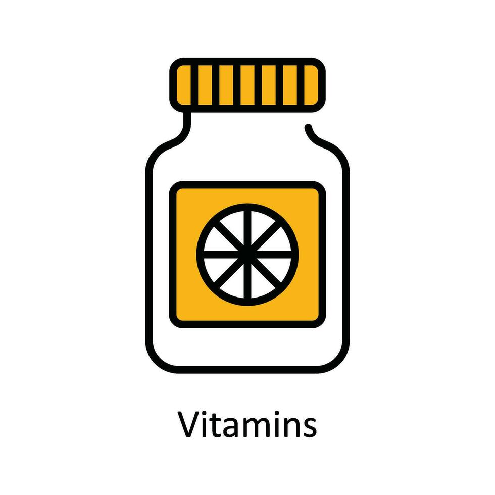 vitamine vettore riempire schema icona design illustrazione. farmacia simbolo su bianca sfondo eps 10 file