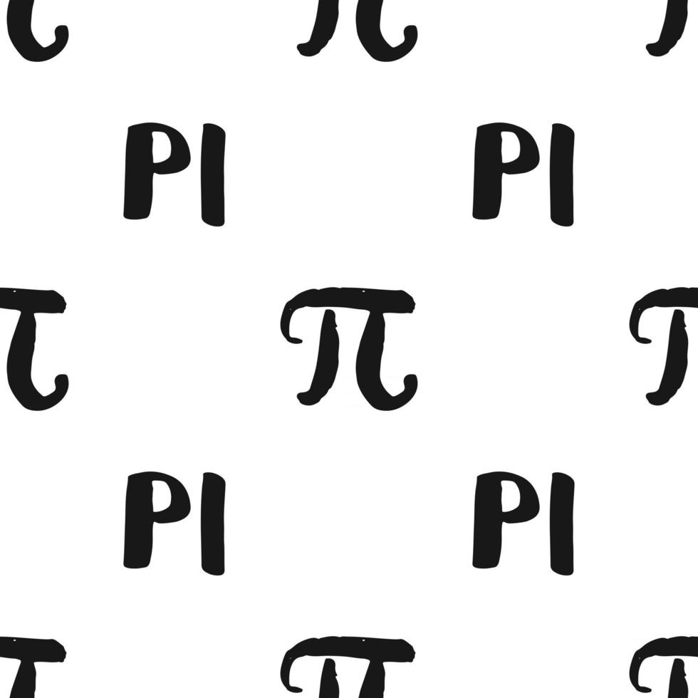 illustrazione di vettore del modello senza cuciture del simbolo di pi. disegnati a mano abbozzato grunge segni matematici e formule, illustrazione vettoriale