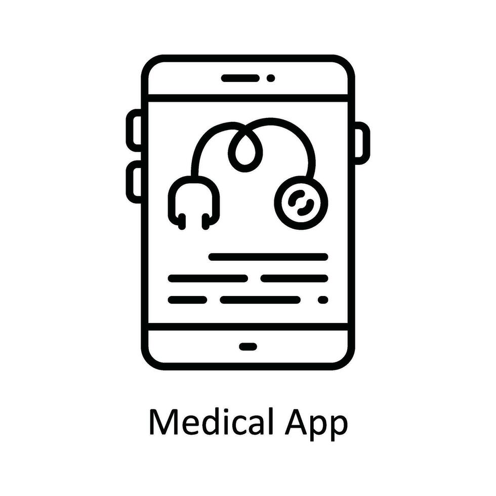 medico App vettore schema icona design illustrazione. farmacia simbolo su bianca sfondo eps 10 file