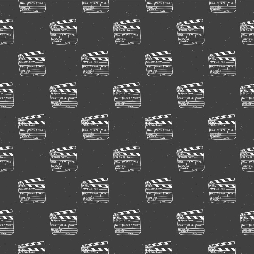 Ciak seamless pattern, vintage schizzo disegnato a mano, industria cinematografica retrò, illustrazione vettoriale