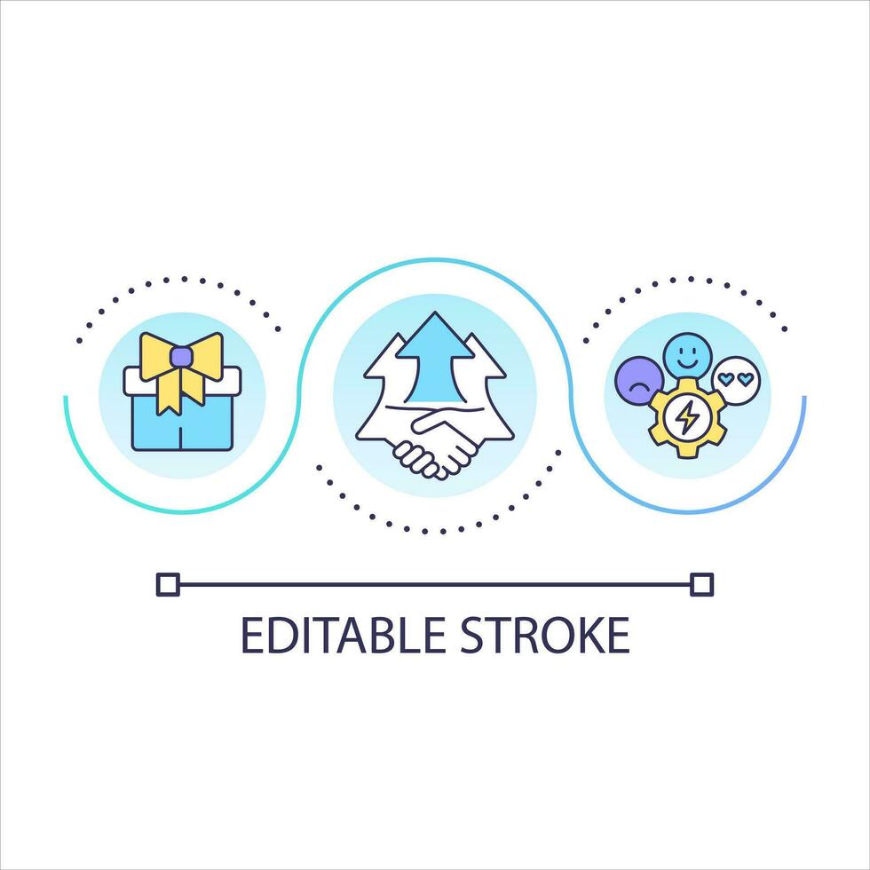 Ottimizzare cliente lealtà ciclo continuo concetto icona. incoraggiare pubblico con bonus. promozione astratto idea magro linea illustrazione. isolato schema disegno. modificabile ictus vettore