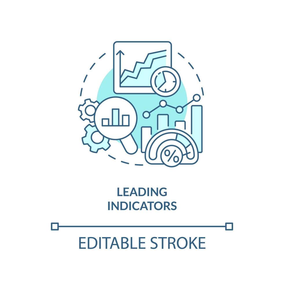 principale indicatori turchese concetto icona. genere di economico analisi elementi astratto idea magro linea illustrazione. isolato schema disegno. modificabile ictus vettore