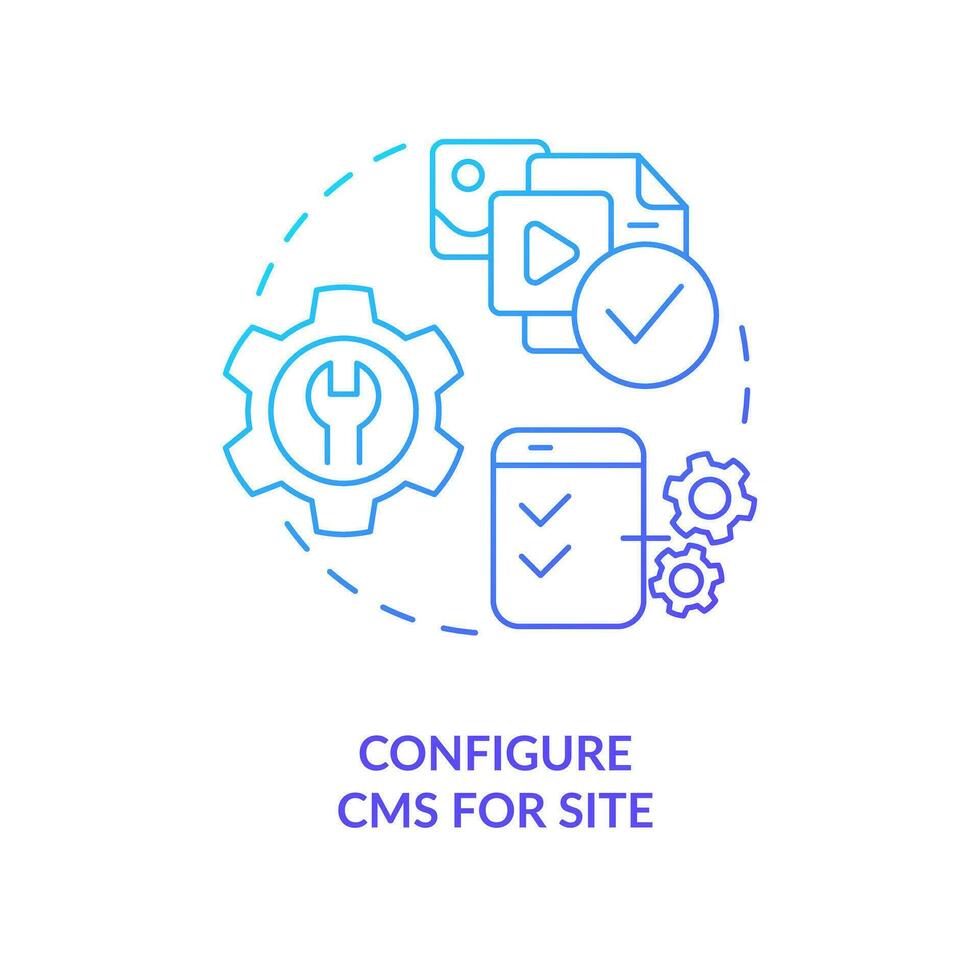 configure cms per luogo blu pendenza concetto icona. sito web personalizzazione. digitale registrazione astratto idea magro linea illustrazione. isolato schema disegno vettore